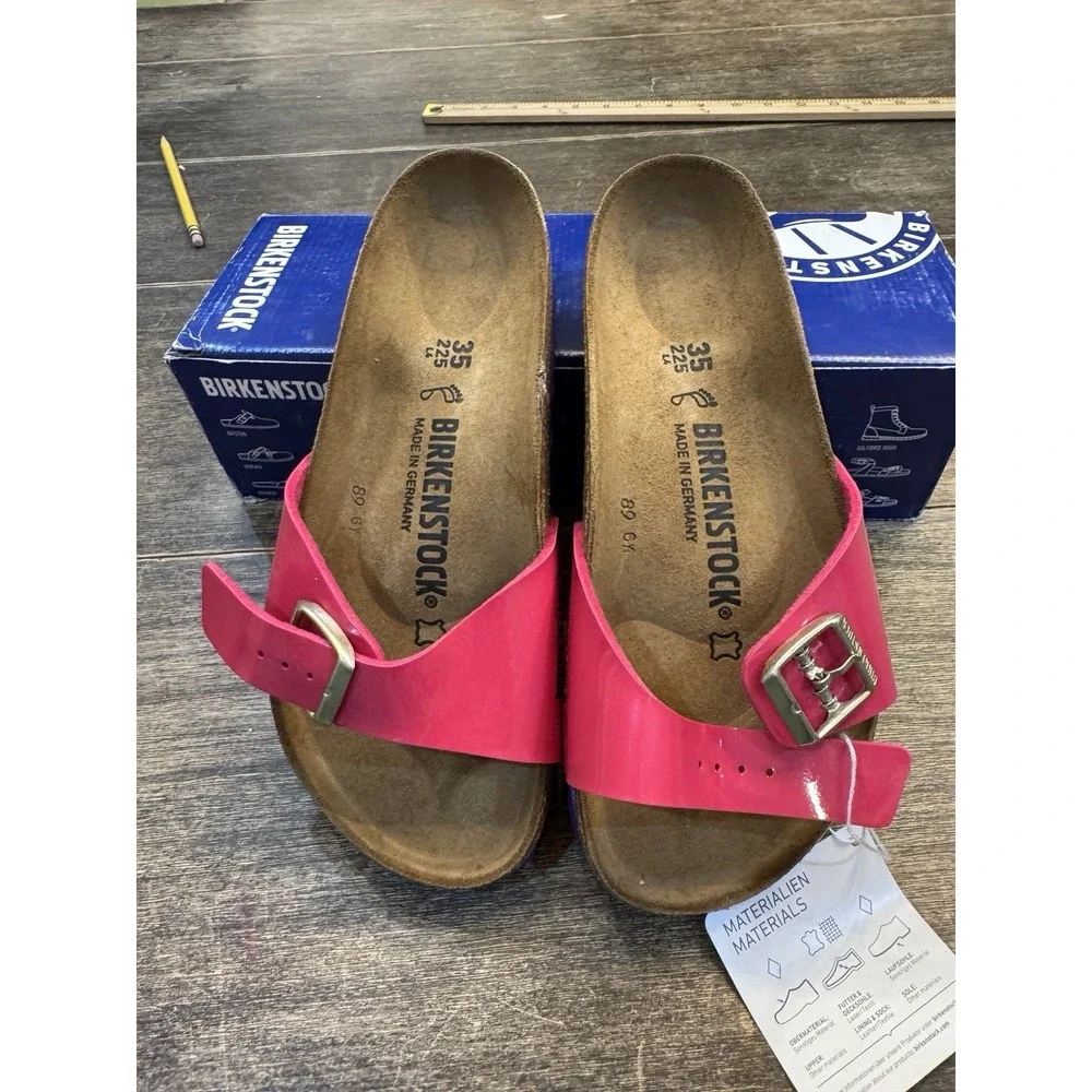 Birkenstock Madrid Sandal Women Pink Patent Purple Sole Size Women 4 Kids 2-3